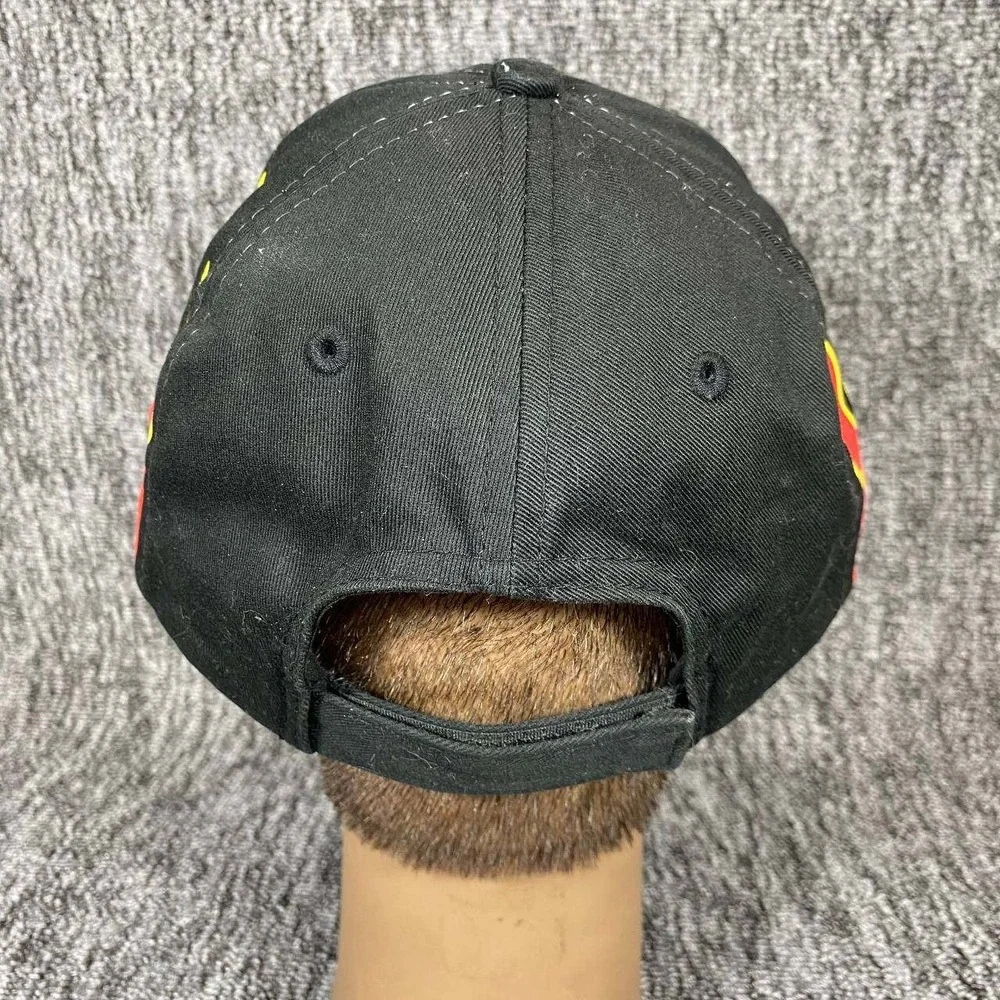 Dragon Flame Baseball Hat Mens OSFM‎ Black Red Embroidered Biker Y2K Streetwear